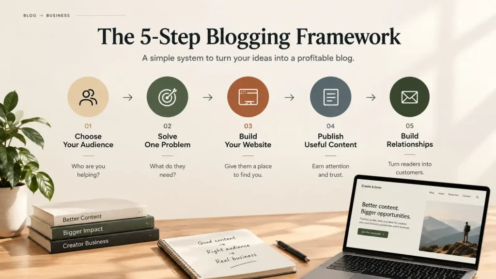 5-step blogging framework for starting a blog in 2026