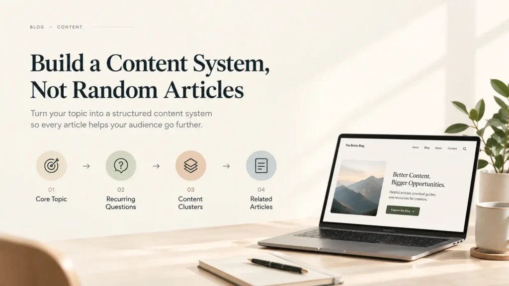 Content system for organizing blog topics and articles