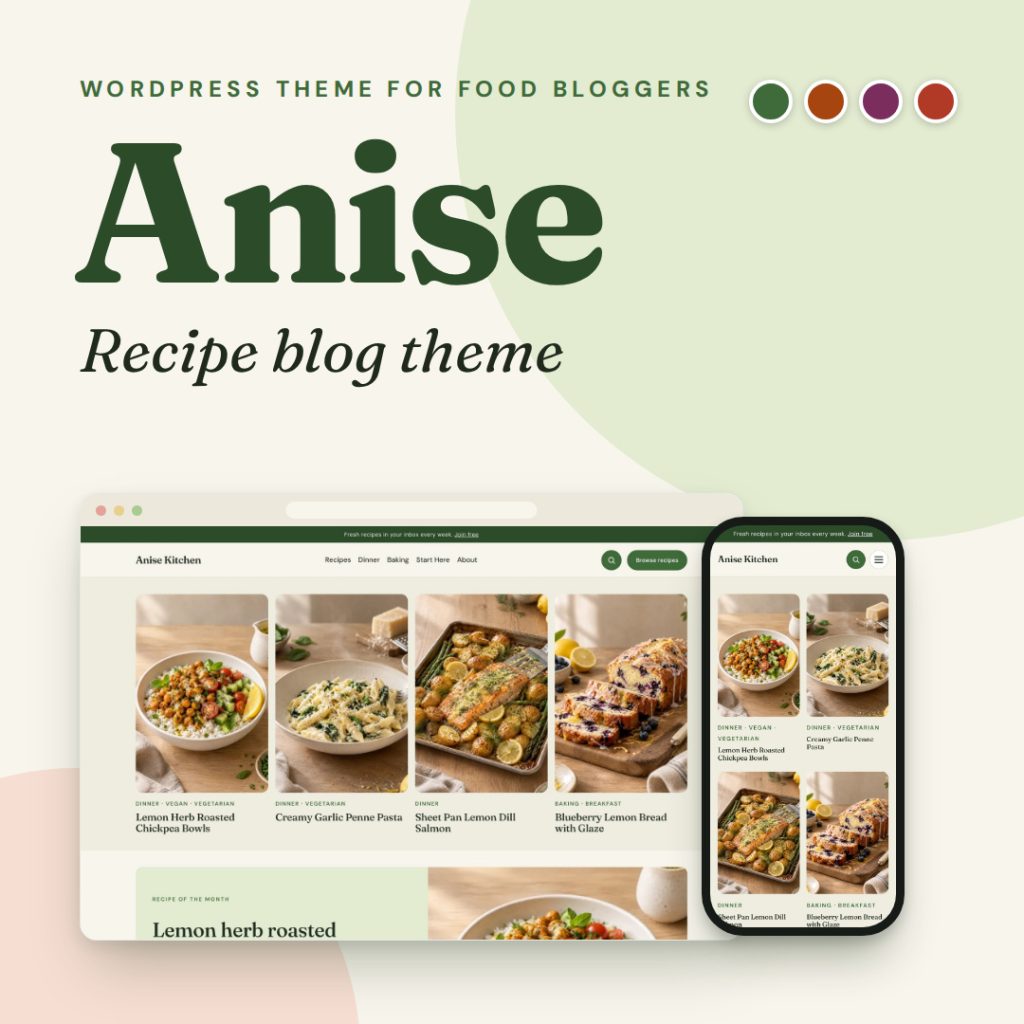 Anise - Recipe Blog WordPress Theme